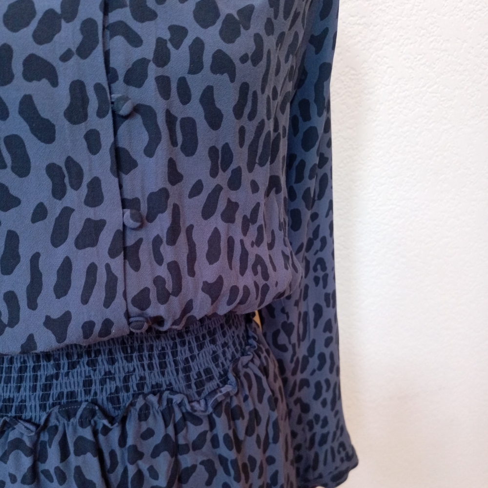Rails Blue Leopard Print Smocked Dress - image 8